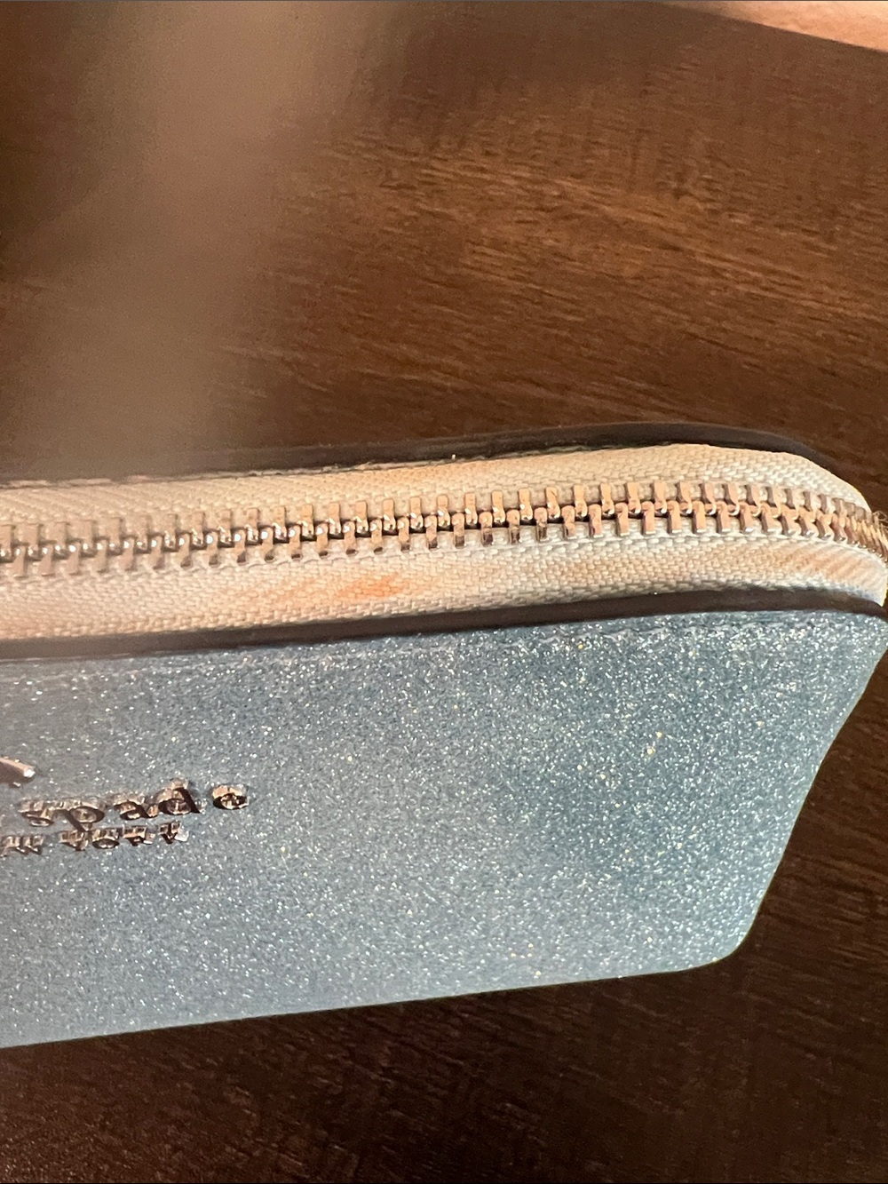 kate spade Glitter Light Blue Cosmetic Pouch - Picture 4 of 5